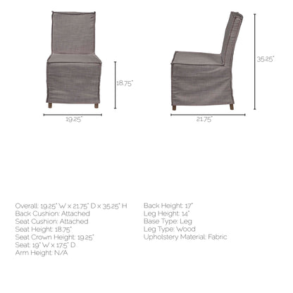 Elbert I Grey Fabric Slip-Cover Brown Wooden Base Dining Chair