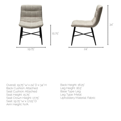 Barrow I Beige Fabric Wrap Black Metal Frame Dining Chair