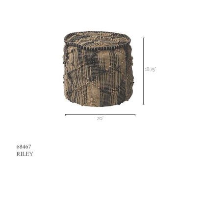 Riley Tan Jute Popcorn Stich Cylindrical Pouf