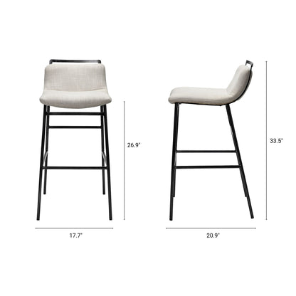 Kavalan 33.5" Total Height Beige Upholstered Seat Gray Metal Frame Counter Stool