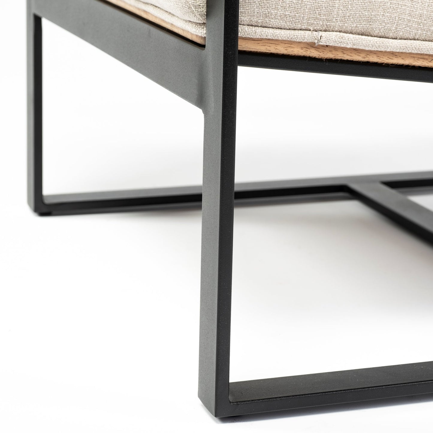 Stamford Light Beige Upholstered Seat w/ Wood Back, Metal Frame Accent Chair