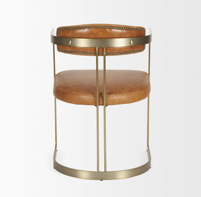 Vyra Dark Brown Wood w/ Cream Fabric Accent Chair