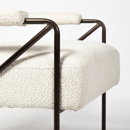 Vicunya Cream Fabric W/Gun Metal Gray Metal Frame Accent Chair