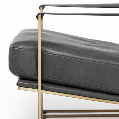 Watson Black Leather Wrap Gold Metal Frame Accent Chair