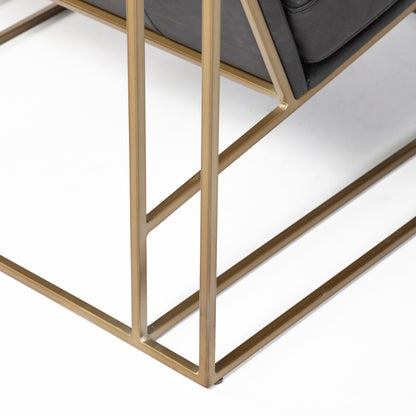 Watson Black Leather Wrap Gold Metal Frame Accent Chair