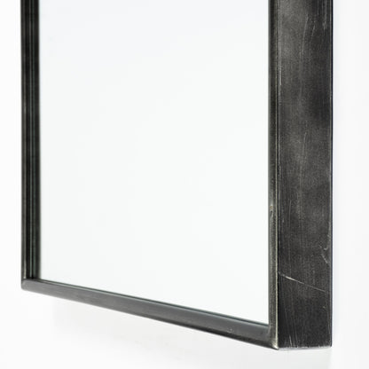 Agatha 28.0L x 2.0W x 70.0H Rounded Arch Black Metal Frame Full Length Mirror