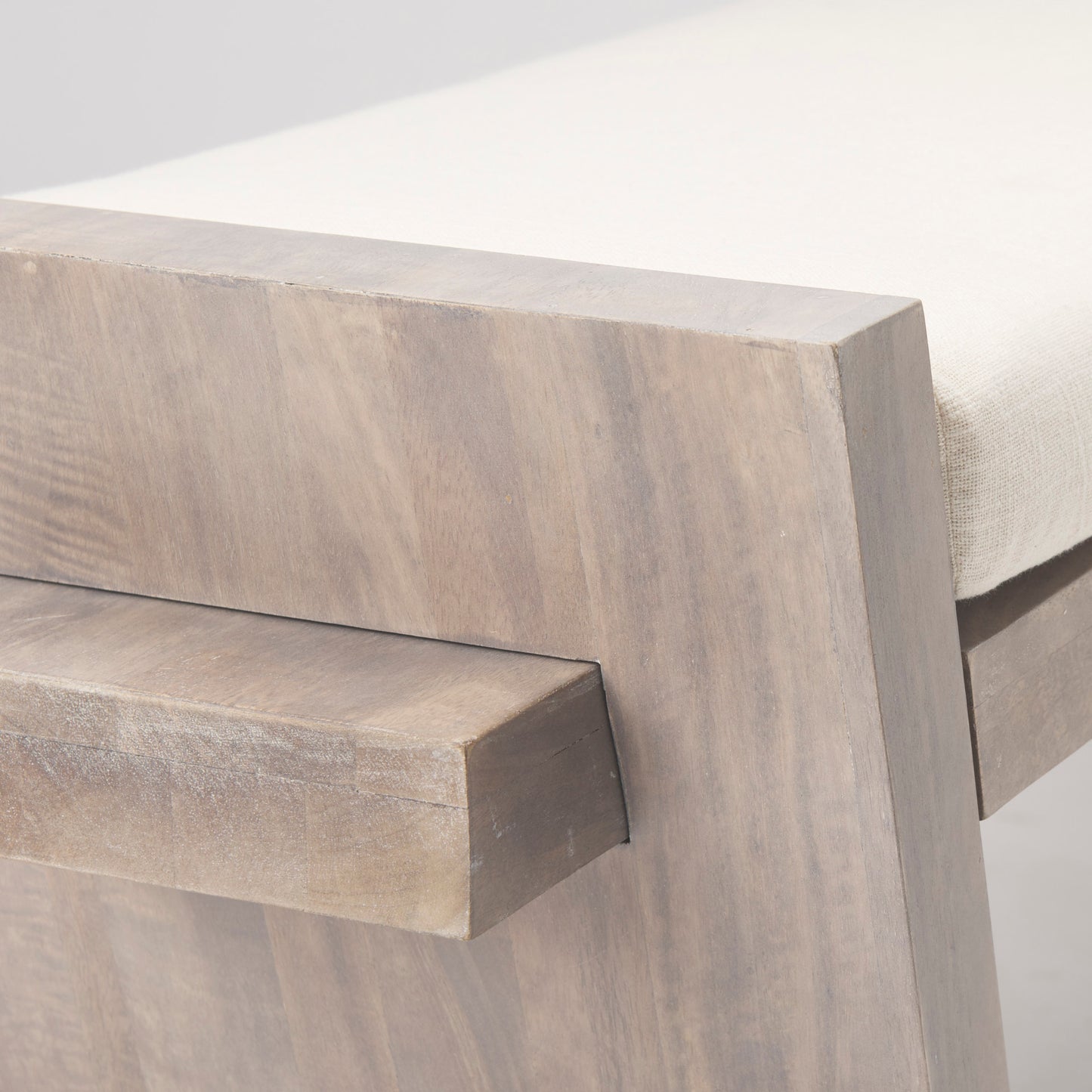 Elaine I 58L x 14.75W x 20H Brown Wood Upholstered Cream Seat Entryway Bench