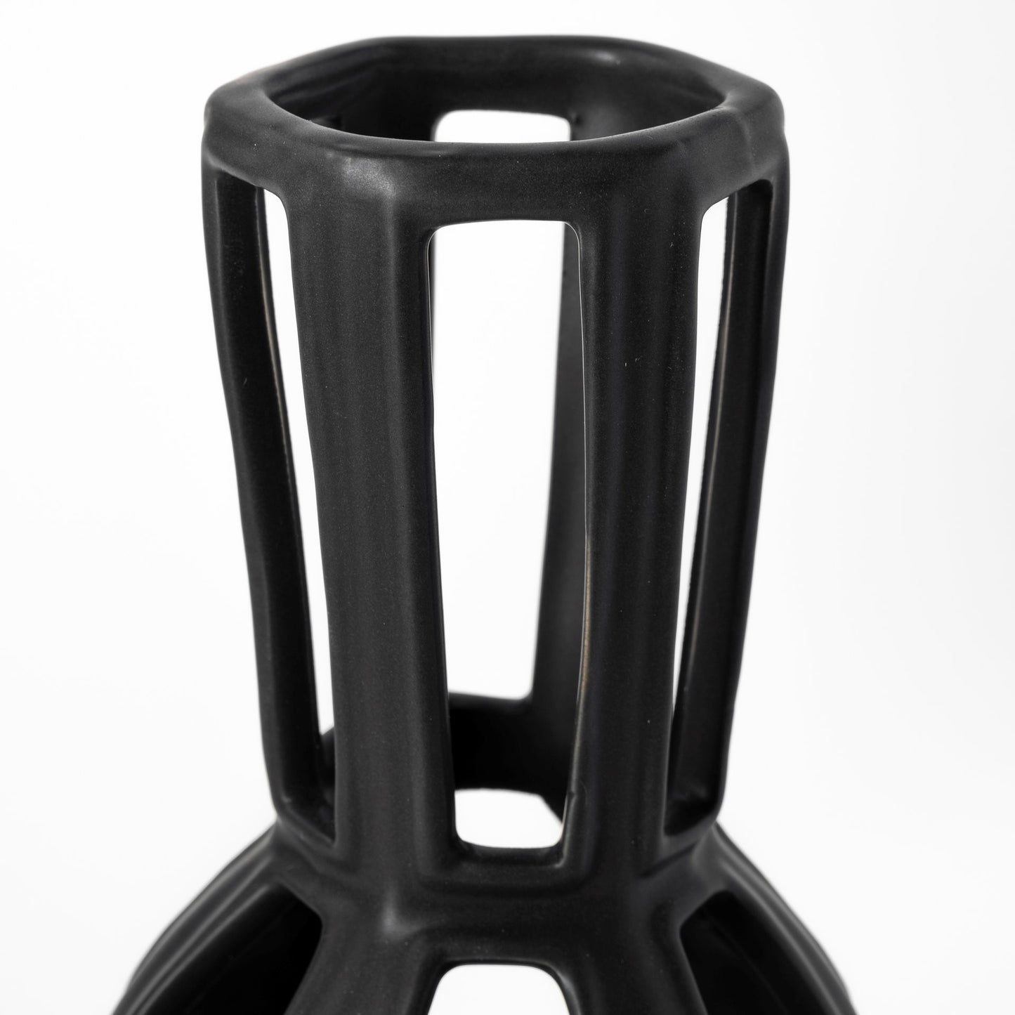Brunel Small Black Drum-Shaped Ceramic Vase
