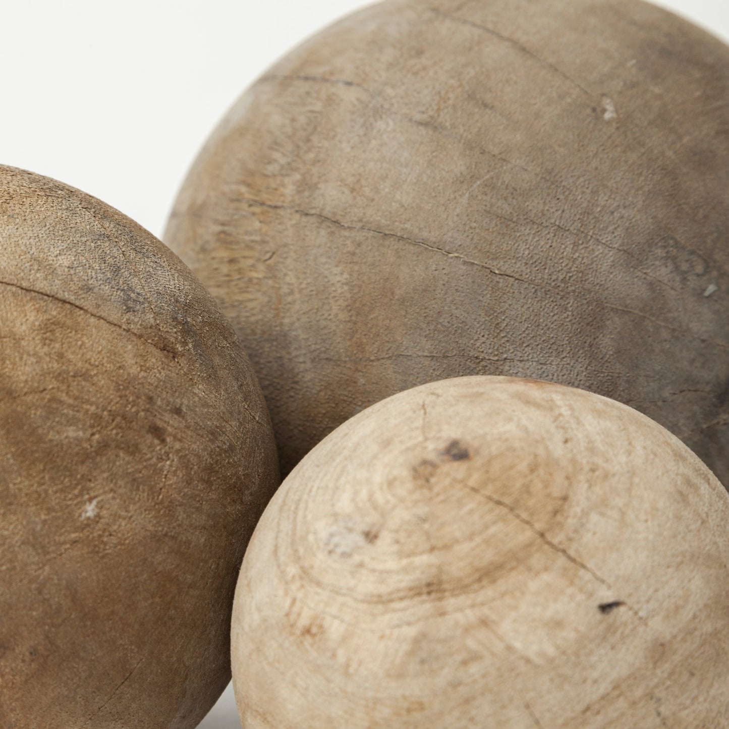 Carrick (Set of 3) Natural Wood Decorative Spheres