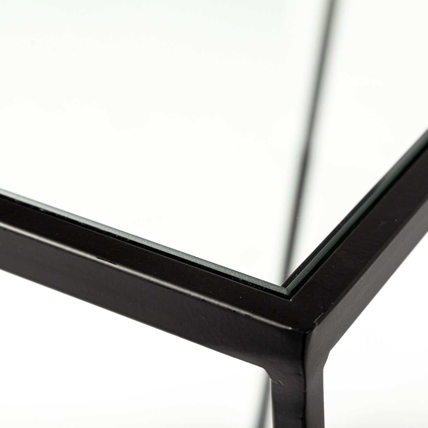 Arya (Set of 2) 24L x 10W Black Rectangular Glass Top Iron Frame Accent Table