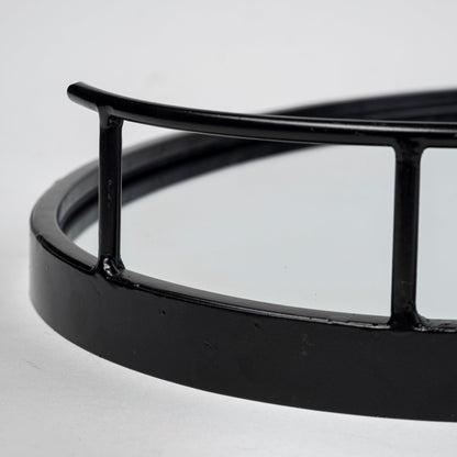 Ansel 20L x 14W Black Metal Mirrored Bottom Oval Serving Tray