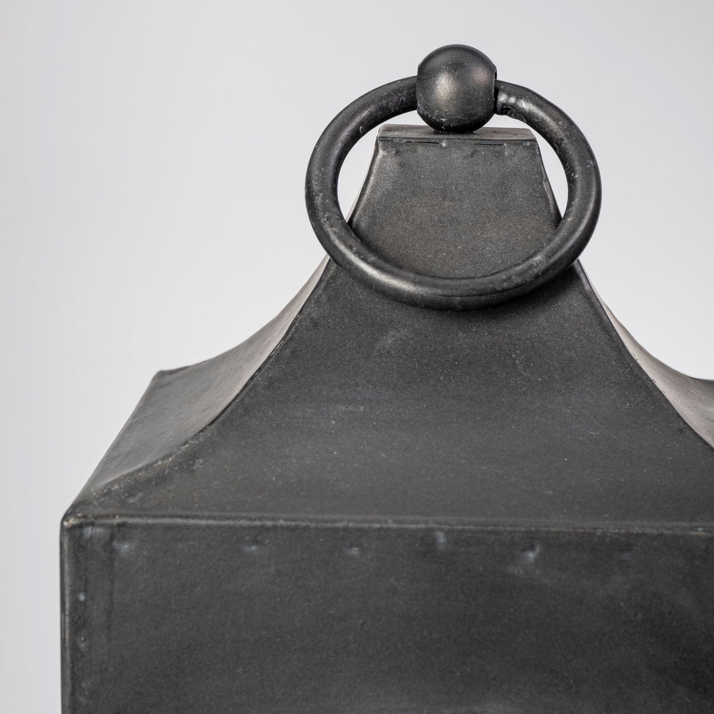 Ina Short Charcoal Metal Candle Holder Lantern