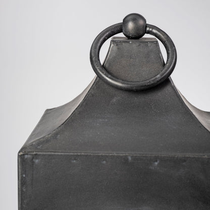 Ina Short Charcoal Metal Candle Holder Lantern