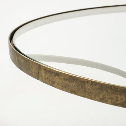 Jacinta 36" Round Glass Top Metal and Marble Pedestal Coffee Table