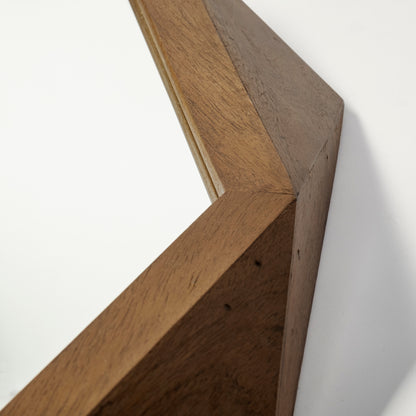 Aramis I 32" Octagon Brown Wood Frame Wall Mirror