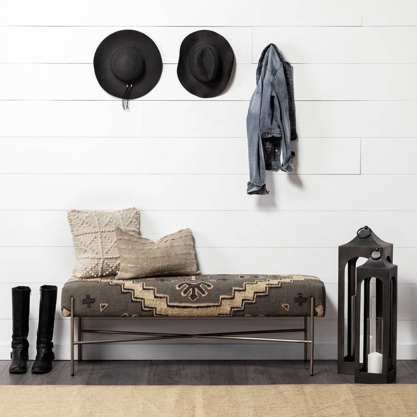 Ina Short Charcoal Metal Candle Holder Lantern