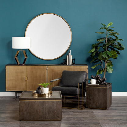 Serkis 15L x 15W Gold Metal Mirrored Base Round Tray