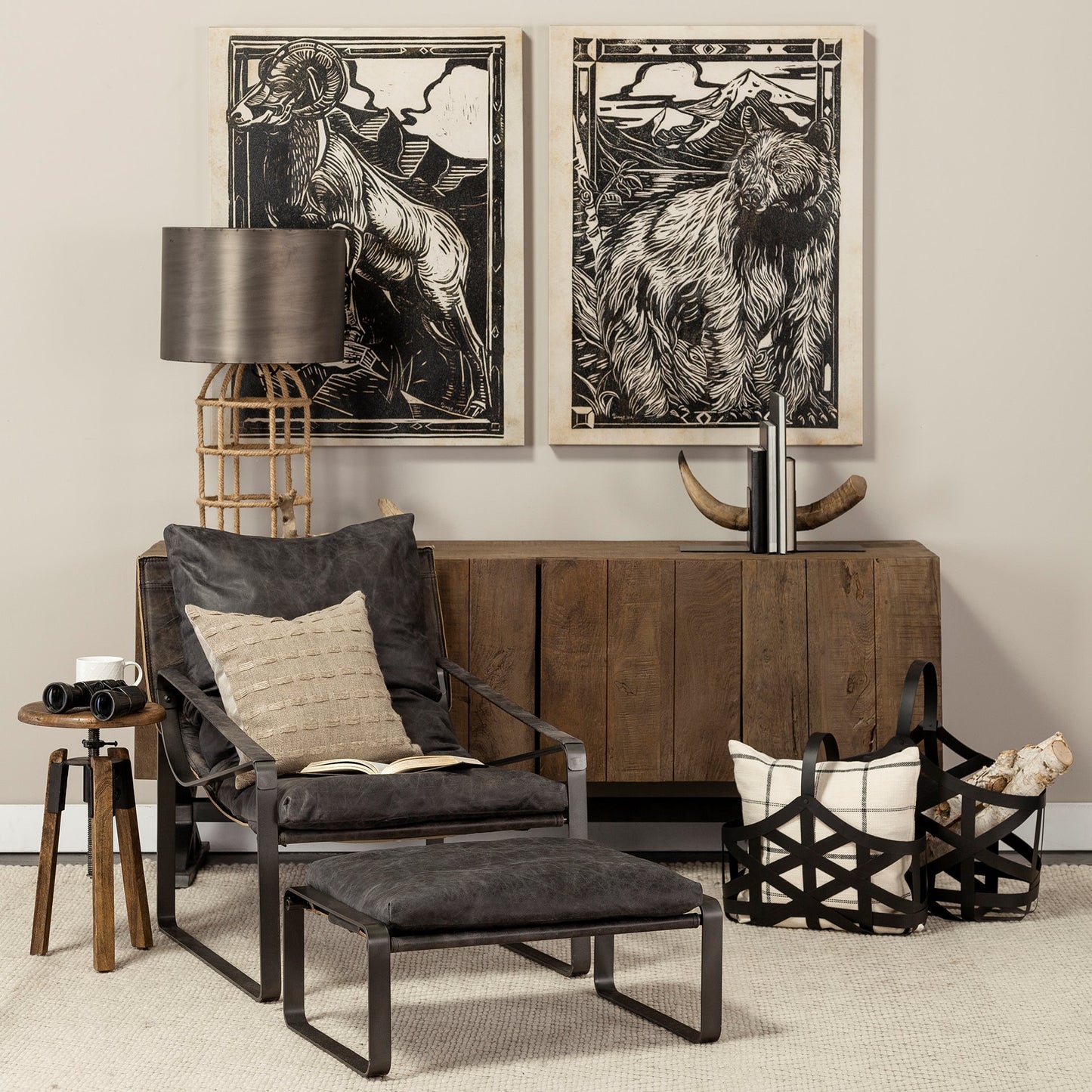 Tyrell (Set of 2) 23L x 11W; 18L x 8W Black Iron Metal Baskets