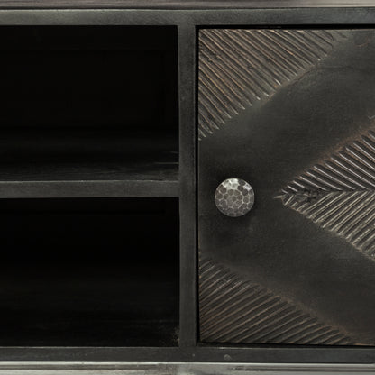 Hogarth I Dark Brown Solid Wood TV Stand Media Console with Storage, TV up to 81"