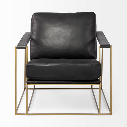 Watson Black Leather Wrap Gold Metal Frame Accent Chair