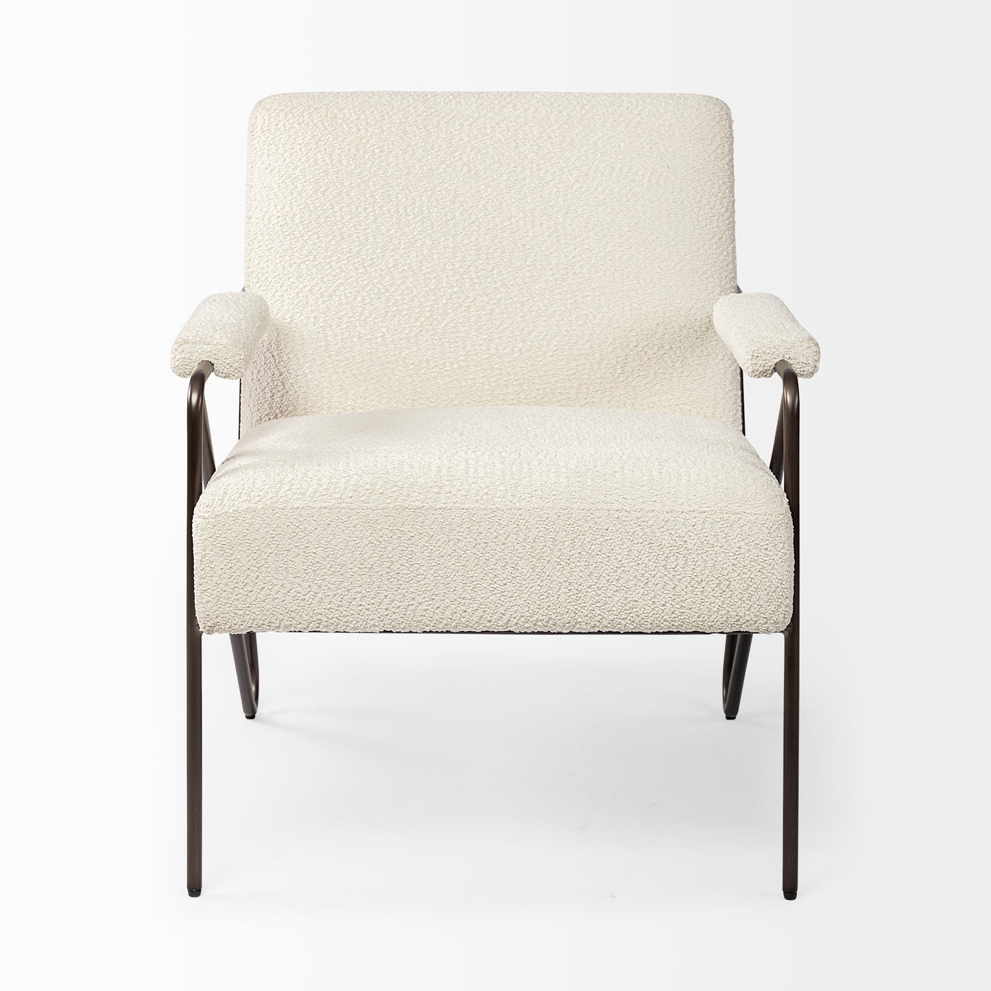 Vicunya Cream Fabric W/Gun Metal Gray Metal Frame Accent Chair