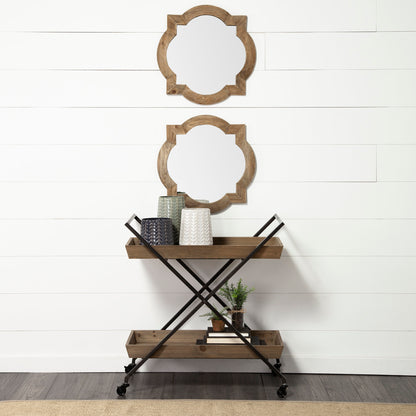 Argonne 23" Round-Square Brown Wood Frame Mirror