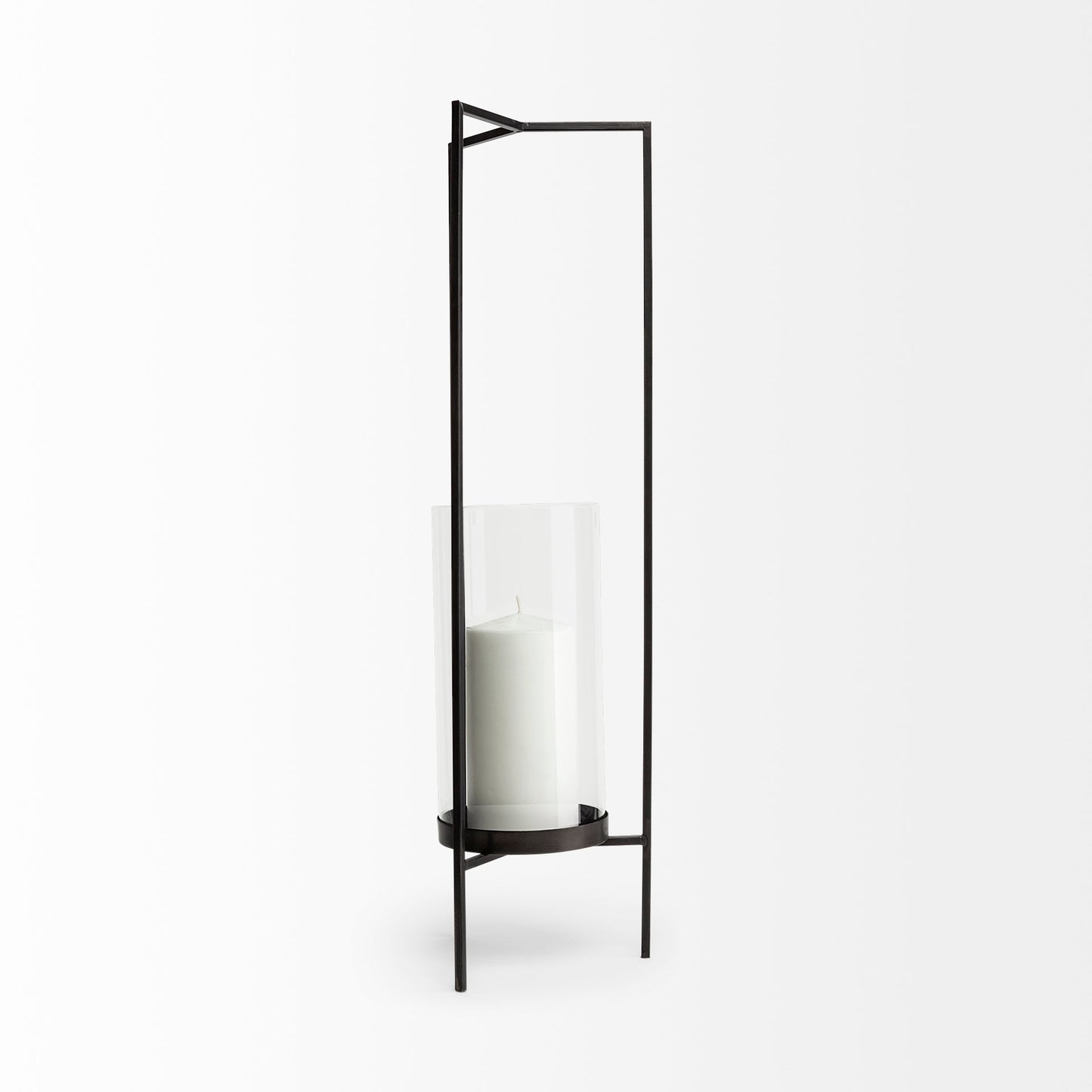 Abigail I Large Gunmetal Gray Metal Table Candle Holder