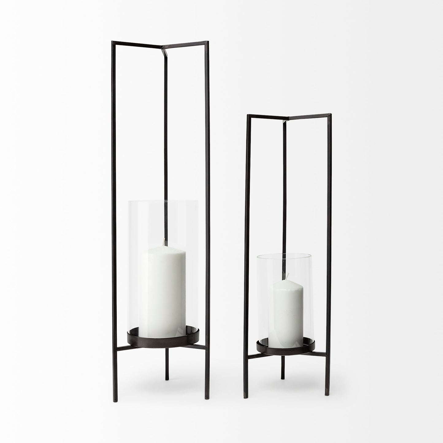 Abigail I Large Gunmetal Gray Metal Table Candle Holder