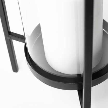 Abigail I Large Gunmetal Gray Metal Table Candle Holder