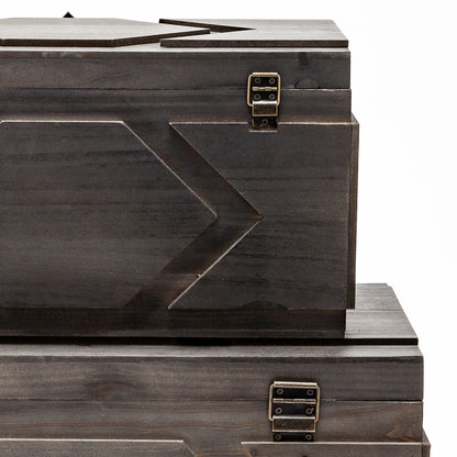 Cassia Set of 2 Brown Wooden Boxes