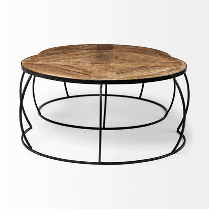 Clapp II Set of 2 (41" & 38") Diameter Brown Wood Top Black Metal Base Nesting Coffee Tables