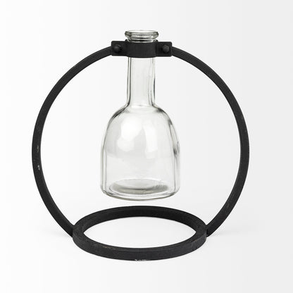 Monica I Short Black Metal Glass Bottle Vase