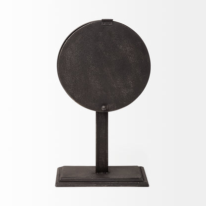 Attalack II Black Metal Round Face Table Clock