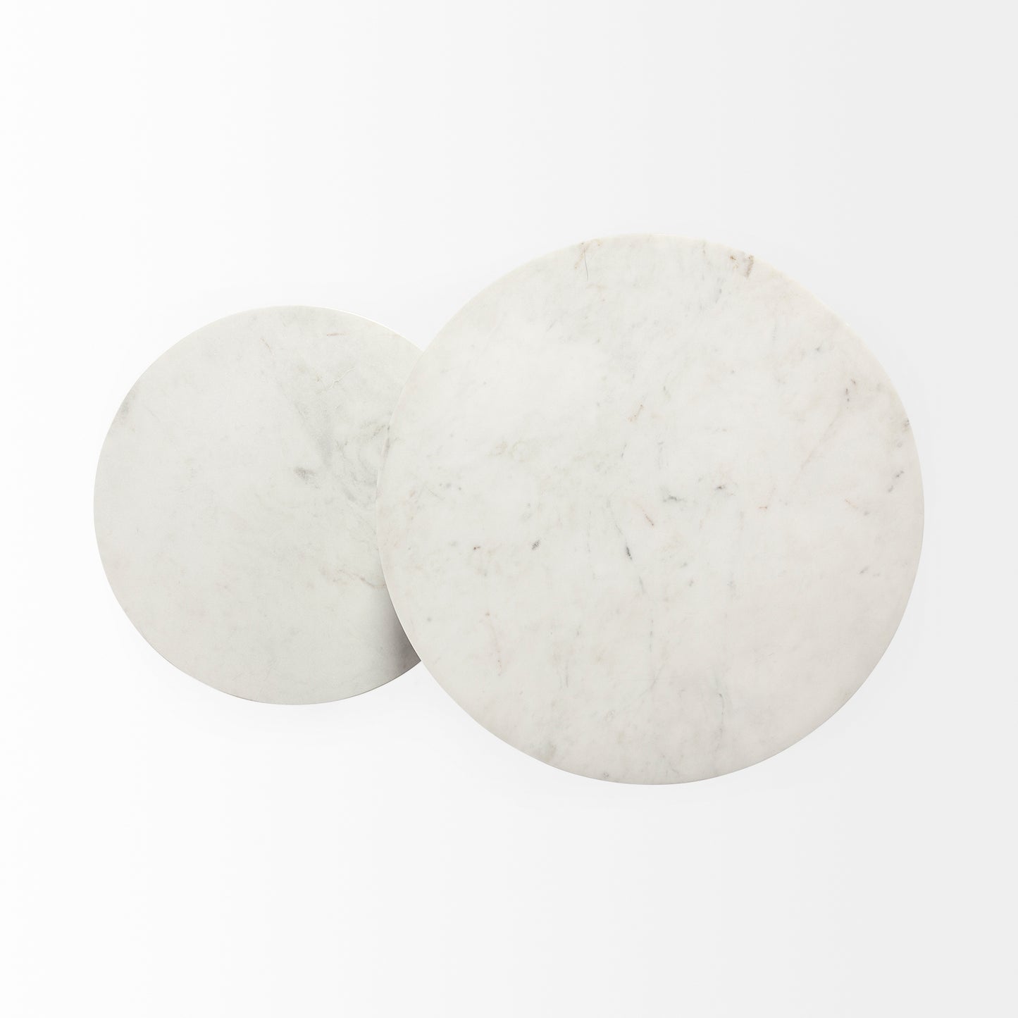 Bombola I (Small) 15L x 15W White Round Marble Top W/Black Metal Frame Accent Table