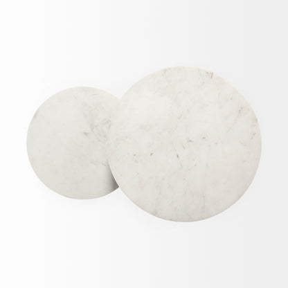 Bombola I (Small) 15L x 15W White Round Marble Top W/Black Metal Frame Accent Table