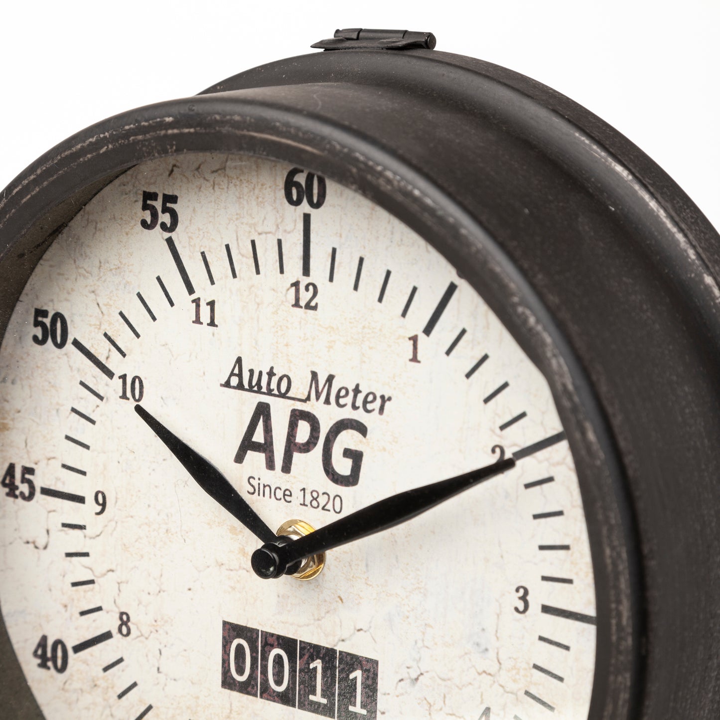 Attalack II Black Metal Round Face Table Clock