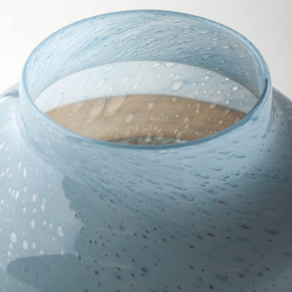 Nasser I Short Blue/Gold/Chrome Urn Style Glass Vase