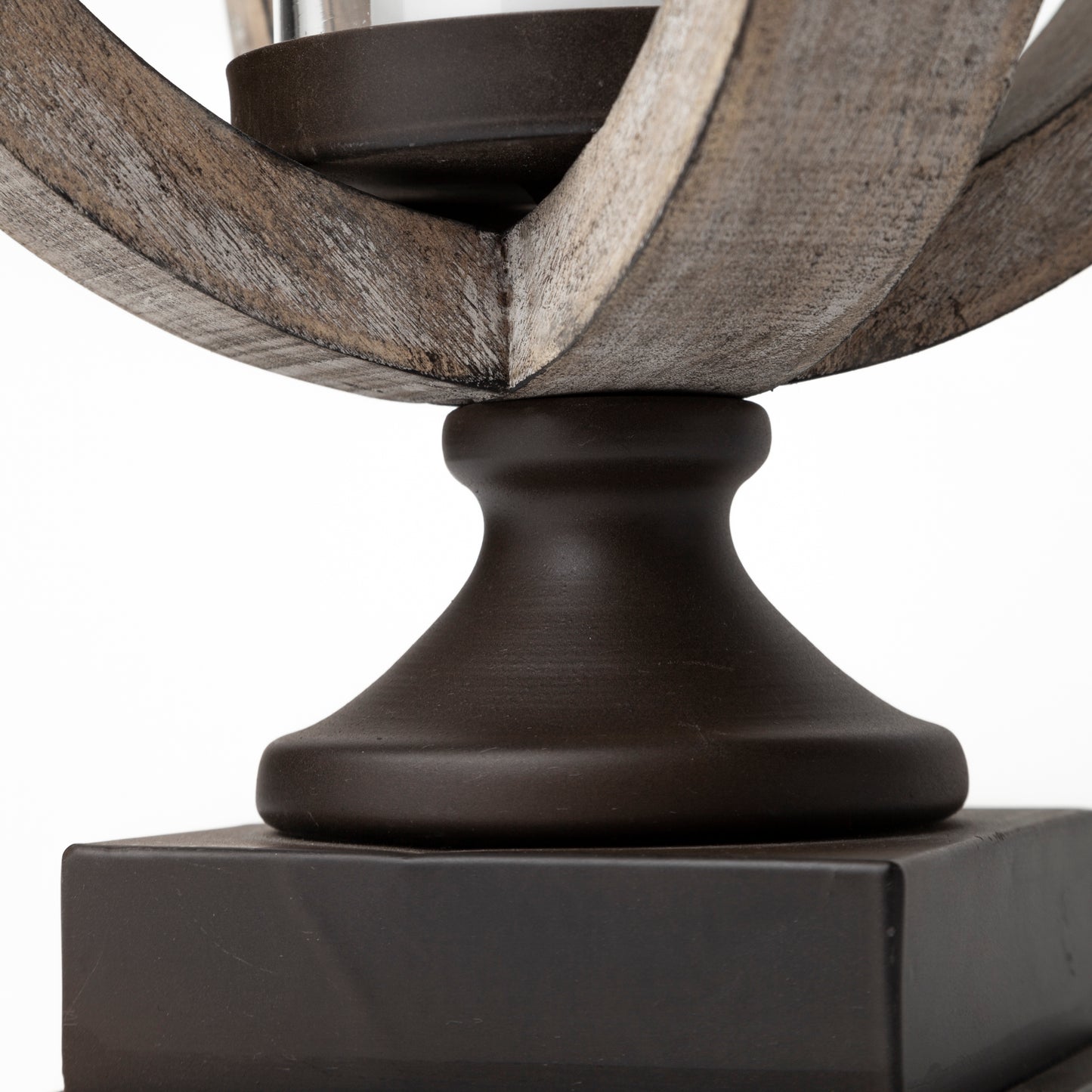 Brillion Small Rustic Wood Metal Table Candle Holder