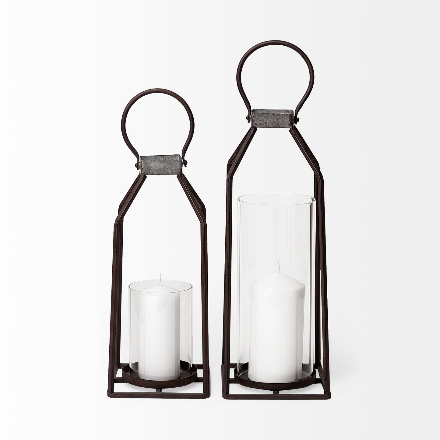 Kingston II Small Rustic Metal Framed Table Candle Holder