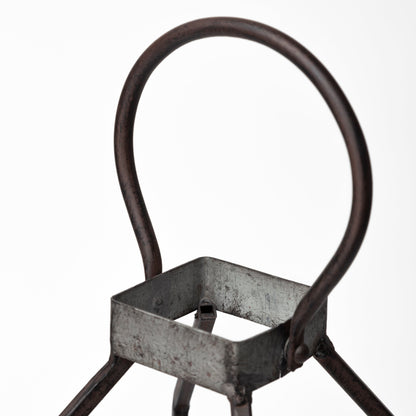 Kingston II Small Rustic Metal Framed Table Candle Holder