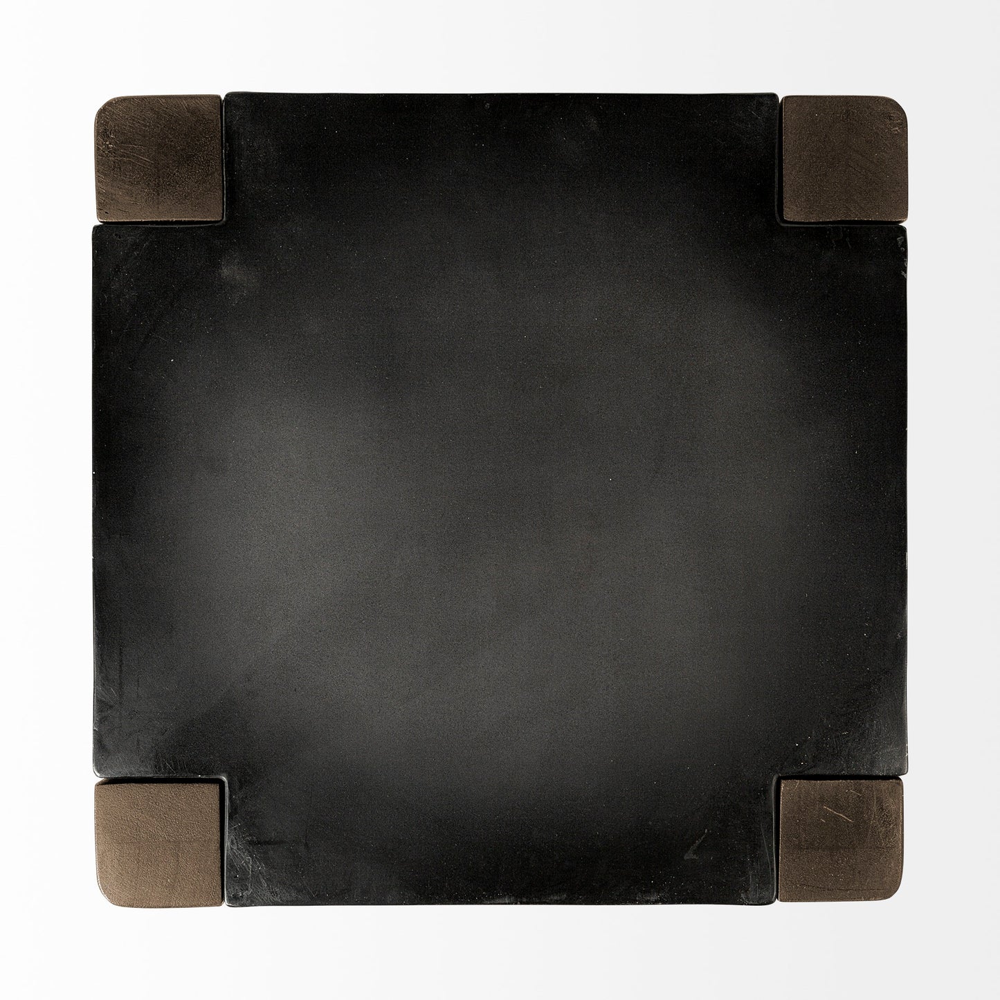 Nell 26" Seat Height Black Metal Seat & Foot Rest With Brown Wood Legs Stool