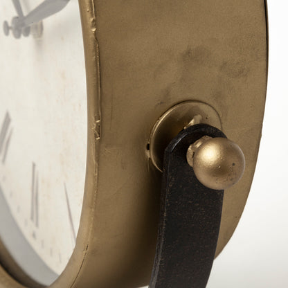 Houston Gold Metal Half Moon Base Table Clock