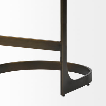 Tyson 31" Seat Height Brown Leather Seat Black Metal Frame Stool