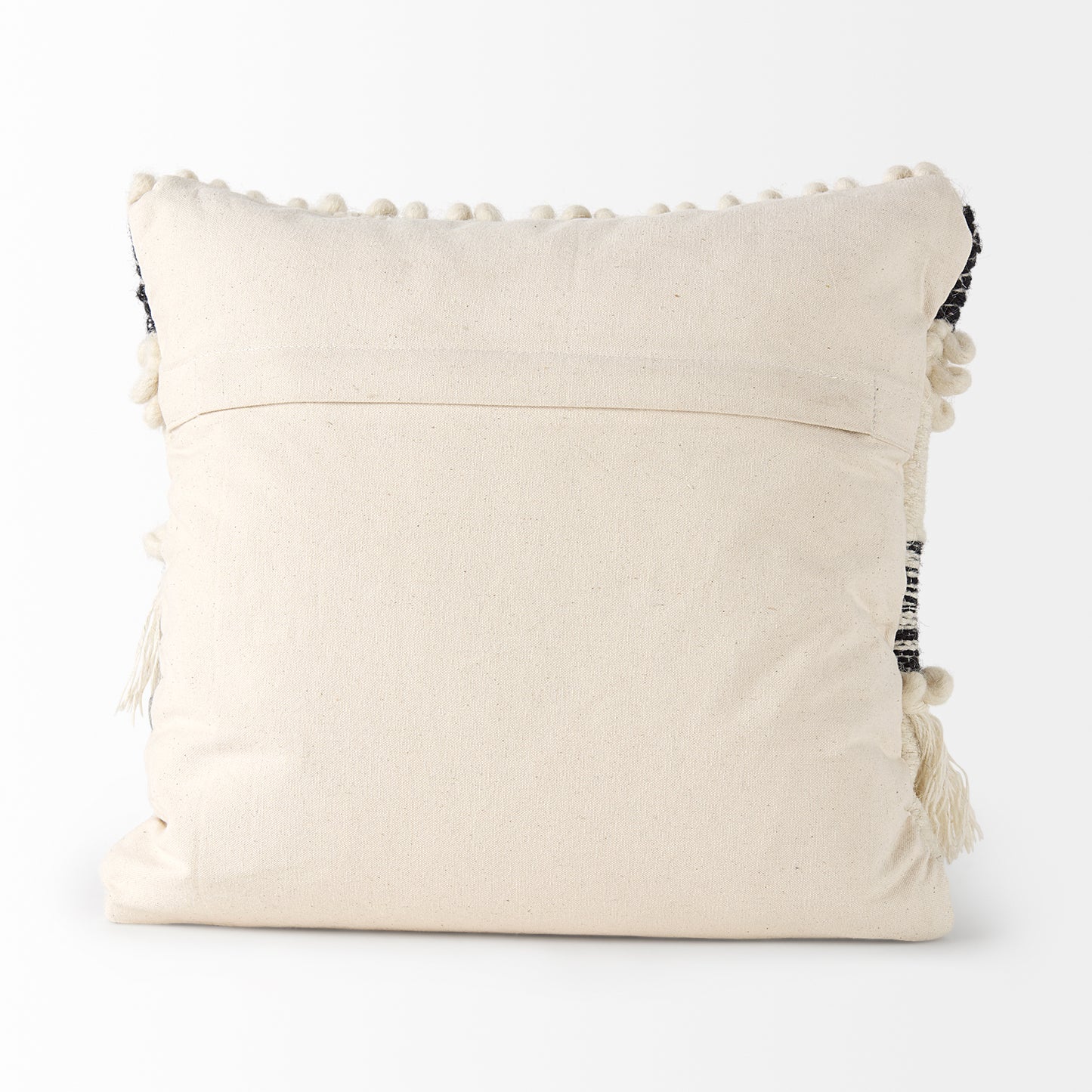 Beardell 18 x 18 Cream And Black Details With Tassels Decorative Pillow Cover