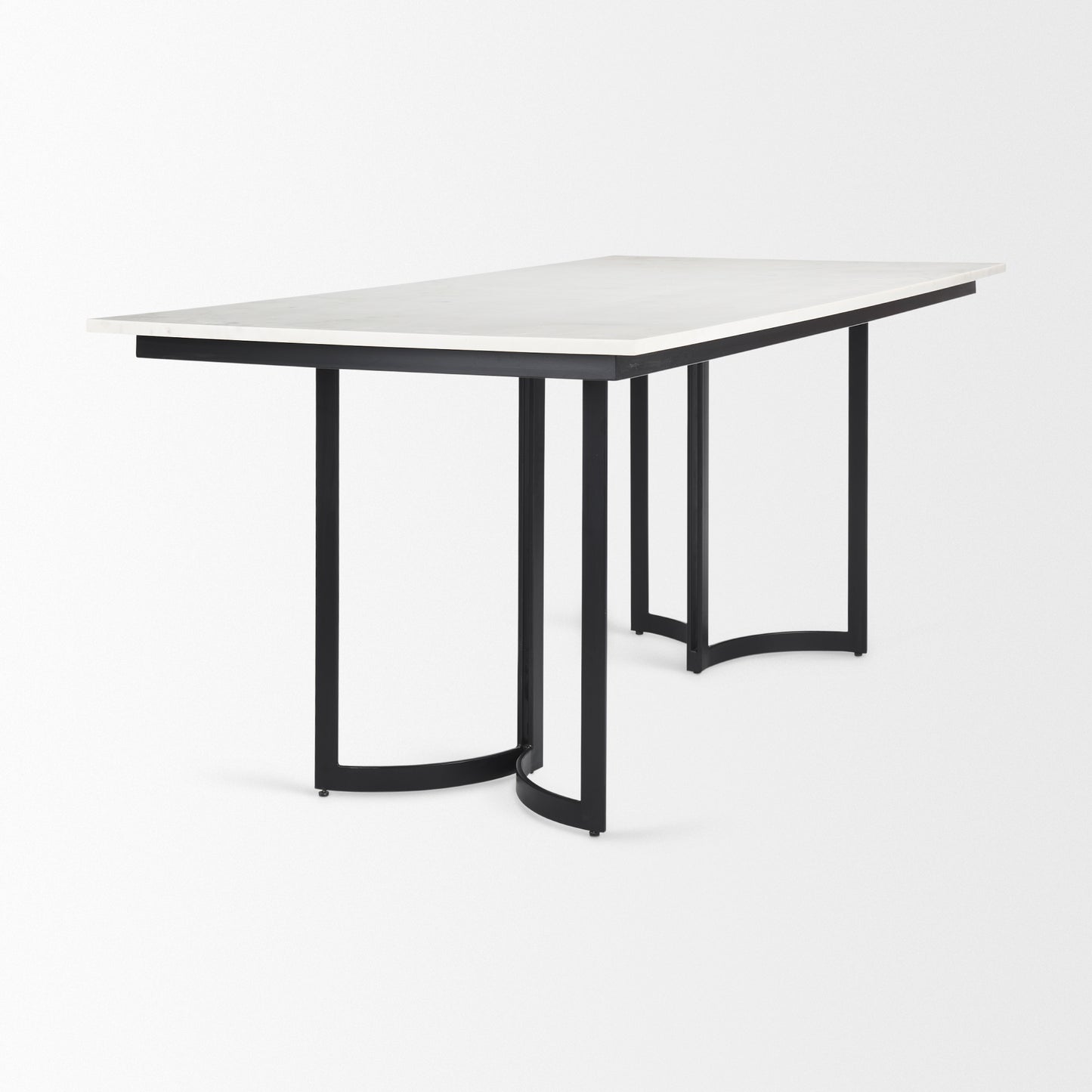 Tanner I 71L x 35W Rectangular White Marble W/ Metal Base Dining Table
