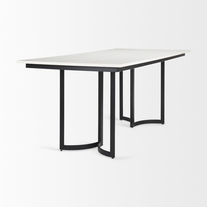 Tanner I 71L x 35W Rectangular White Marble W/ Metal Base Dining Table