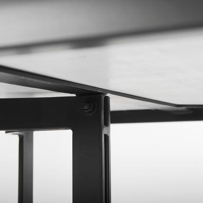 Tanner I 71L x 35W Rectangular White Marble W/ Metal Base Dining Table