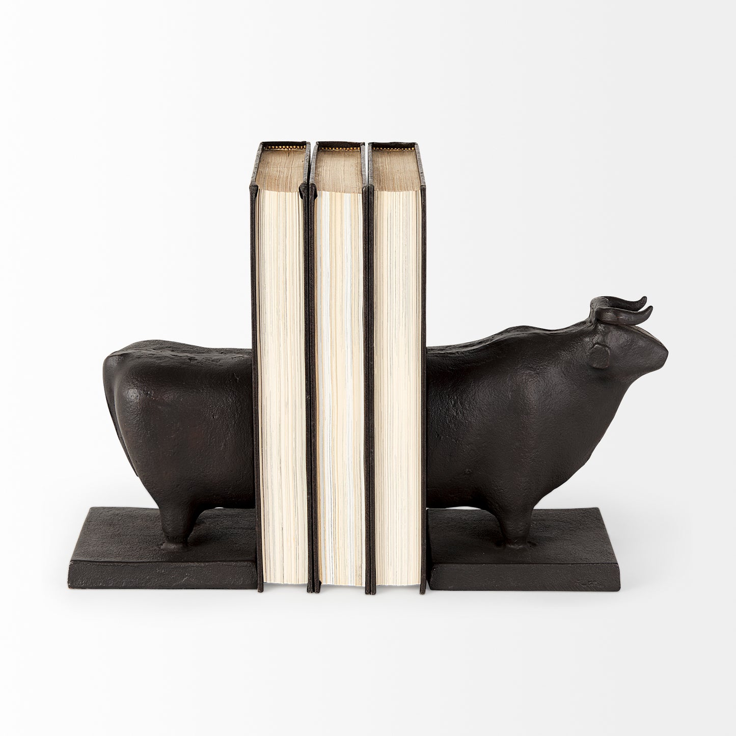 Taurus III (Set of 2) 9L x 4W Black Cast Aluminum Bull Bookends