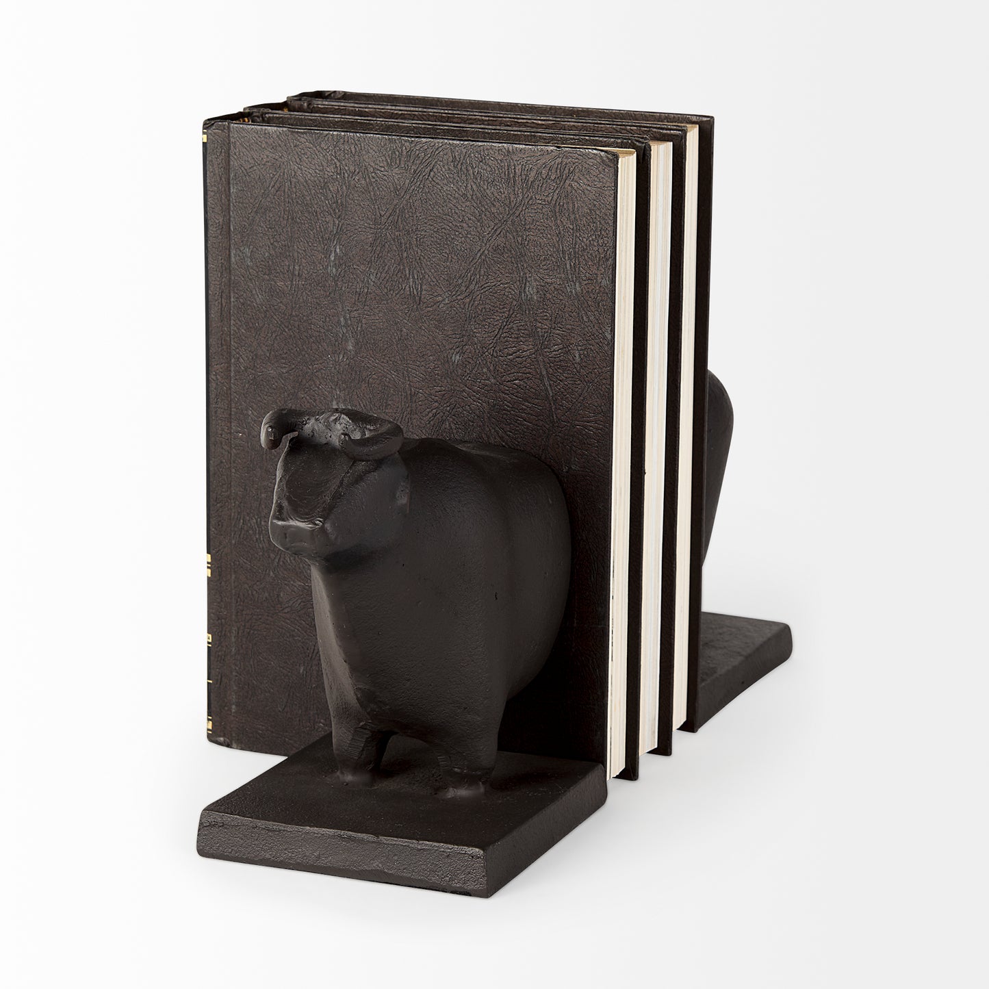Taurus III (Set of 2) 9L x 4W Black Cast Aluminum Bull Bookends