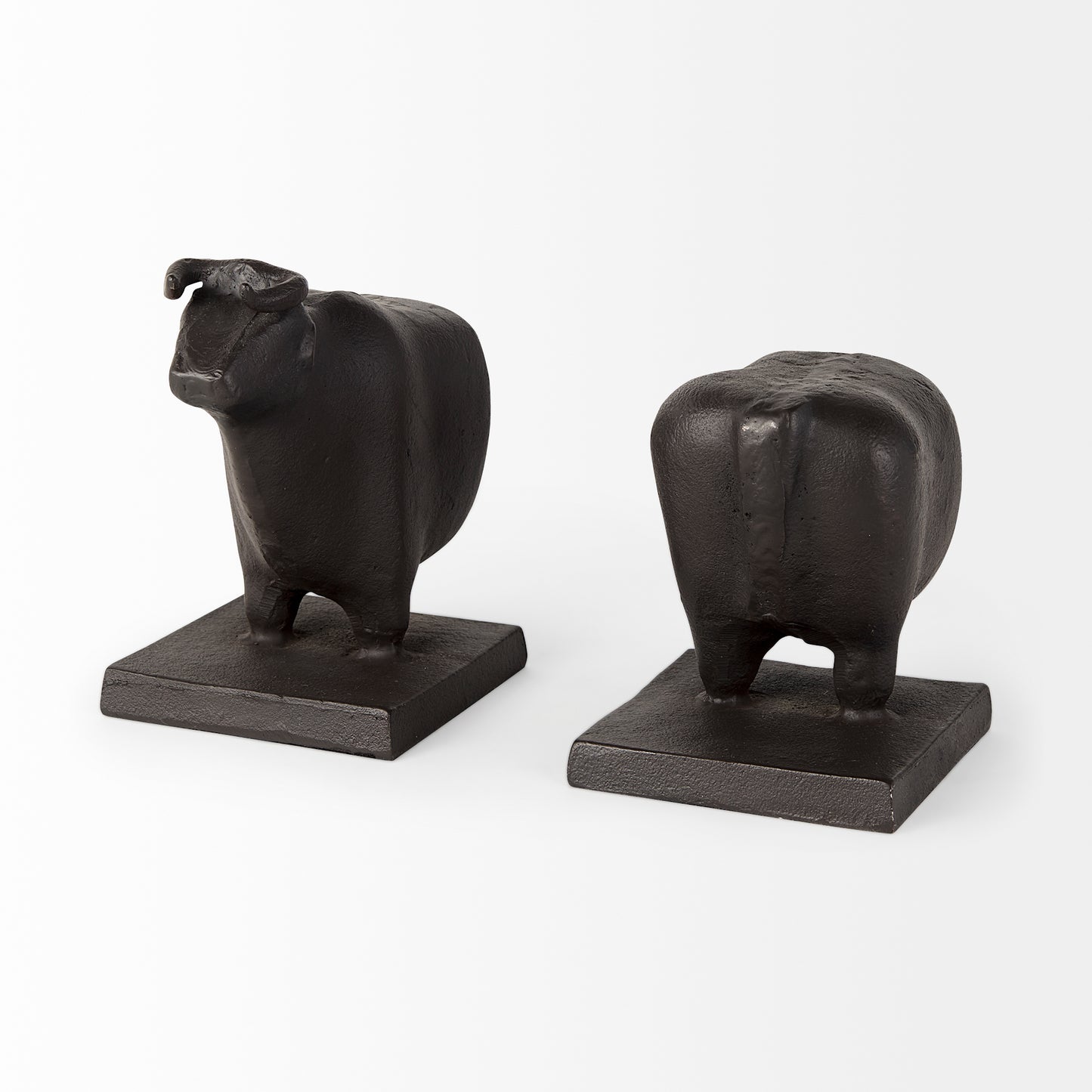 Taurus III (Set of 2) 9L x 4W Black Cast Aluminum Bull Bookends